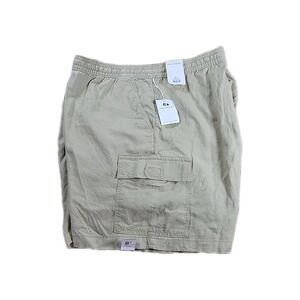 Free Assembly Cargo Shorts 3X Mens‎ Linen Blend Beige 8" Inseam NEW